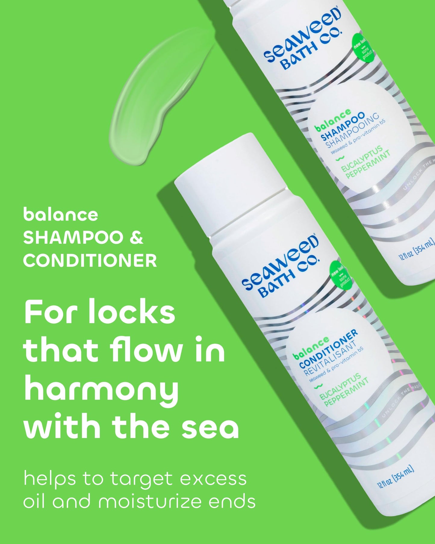Seaweed Bath Co. Balance Shampoo and Conditioner Set - Eucalyptus Peppermint - Nourishing Hair Care with Vitamin E, Argan Oil, Coconut Oil Beauty & Personal Care The Seaweed Bath Co.