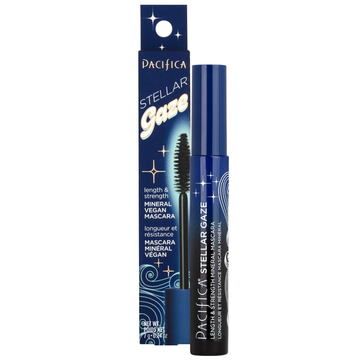 Pacifica Stellar Gaze Mascara (Supernova Black, Glass Vial) - Length & Strength Formula with Coconut & Vitamin B, Sustainable Packaging, Vegan