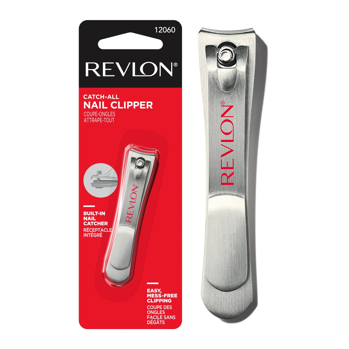 Revlon Catch-All Nail Clipper, Manicure Tool with a Contoured Blade & Built-in Nail Catcher for Mess-Free Grooming, 1 Count Beauty & Personal Care REVLON