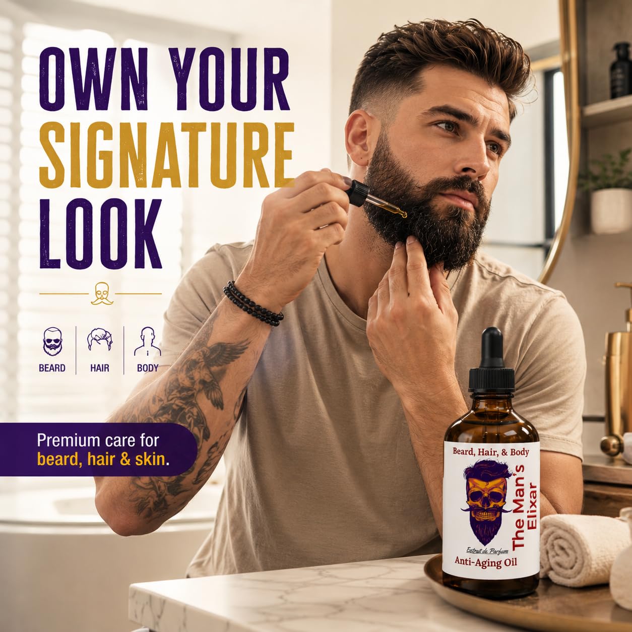 The Man's Elixir Beard Oil for Men - Beard Growth Serum & Conditioner - Softener & Moisturizer for Dry Oily Skin - 11 Natural Anti-Aging Oils - Argan Beauty and Personal Care Frank SCENTS