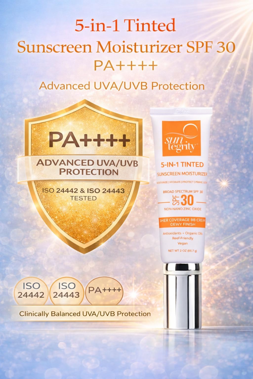 Suntegrity Tinted 5 in 1 Mineral Sunscreen for Face (SPF 30-2 oz) - Light | BB Cream Moisturizer with Physical UVA/UVB Broad Spectrum Protection | Beauty & Personal Care Suntegrity