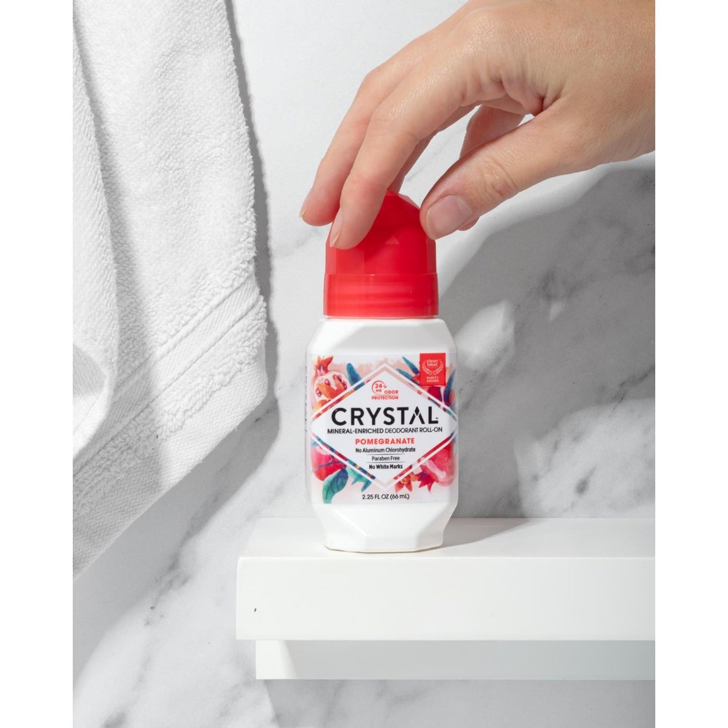 Crystal Mineral Deodorant Roll-On Body Deodorant With 24-Hour Odor Protection, Pomegranate, Non-Sticky Roll-On, Aluminium Chloride, 2.25 FL OZ - 3 Beauty and Personal Care Crystal Essence