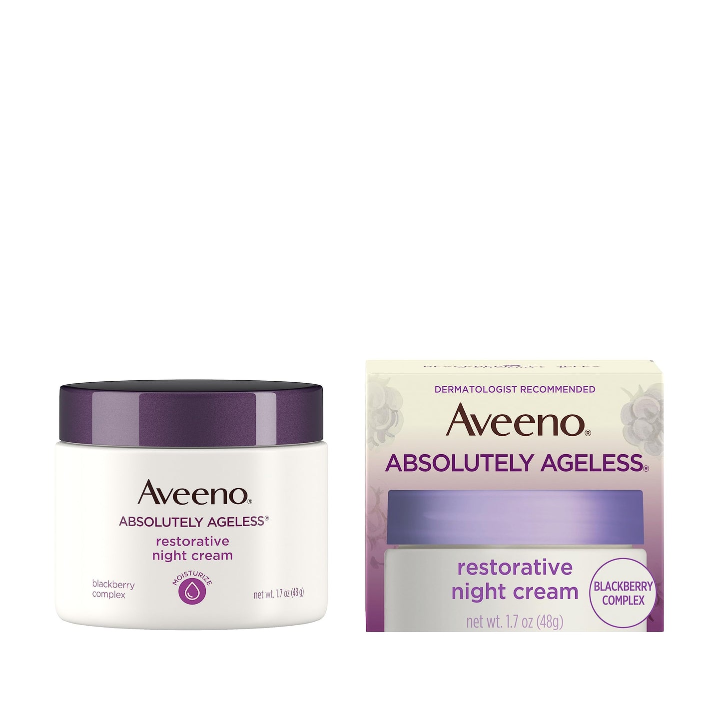 Aveeno Absolutely Ageless Restorative Night Cream Face & Neck Moisturizer with Antioxidant-Rich Blackberry Complex, Vitamin C & E, Hypoallergenic Beauty & Personal Care Aveeno