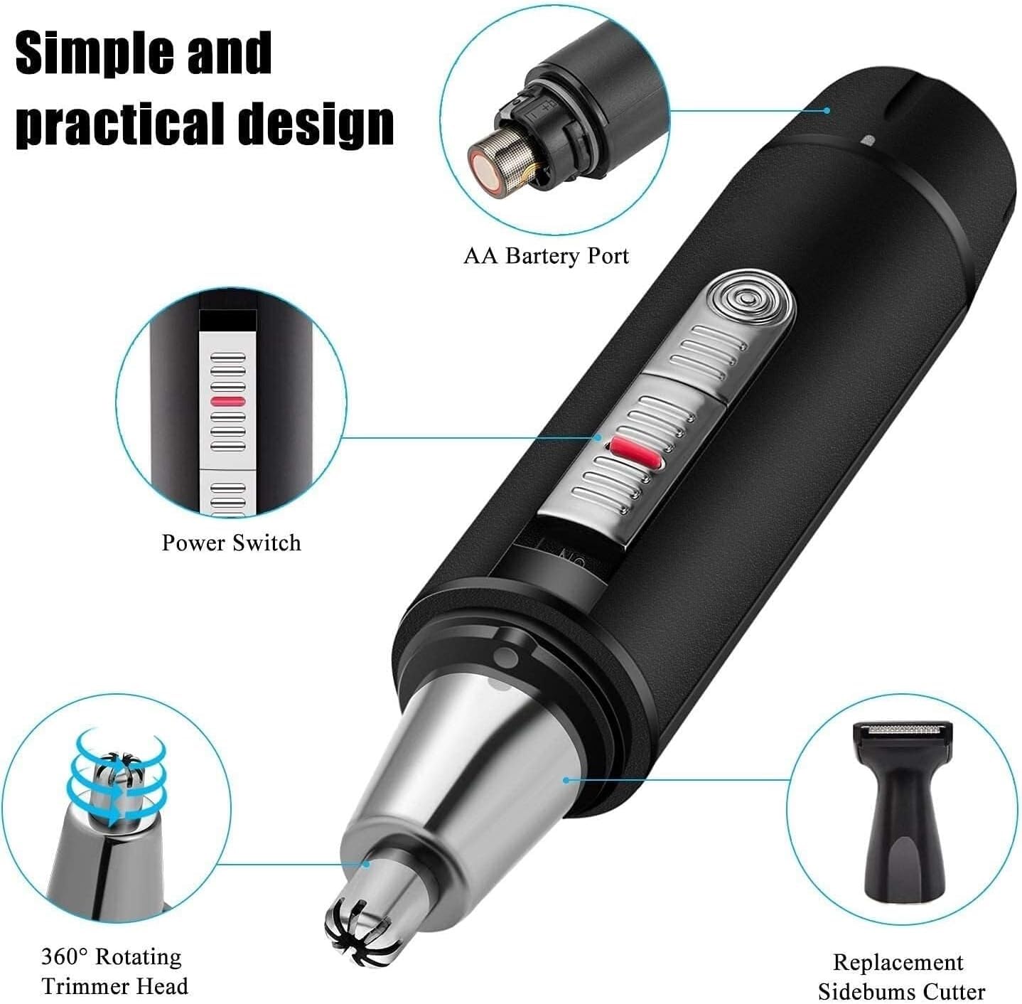 YREAJZVS Ear and Nose Hair Trimmer for Men, Professional USB Rechargeable Nostril Nasal Hair Cleaning System, Lightweight Waterproof Nose Hair Beauty and Personal Care YREAJZVS
