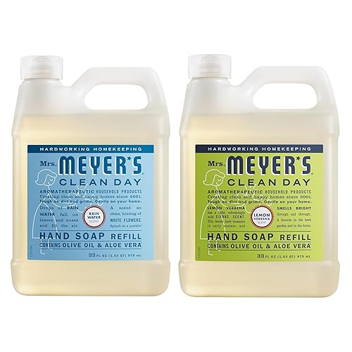 Mrs. MEYER'S CLEAN DAY Hand Soap Refill Scent Variety Pack 2 CT (Lemon Verbena + Rain Water) Beauty & Personal Care Mrs. MEYER'S