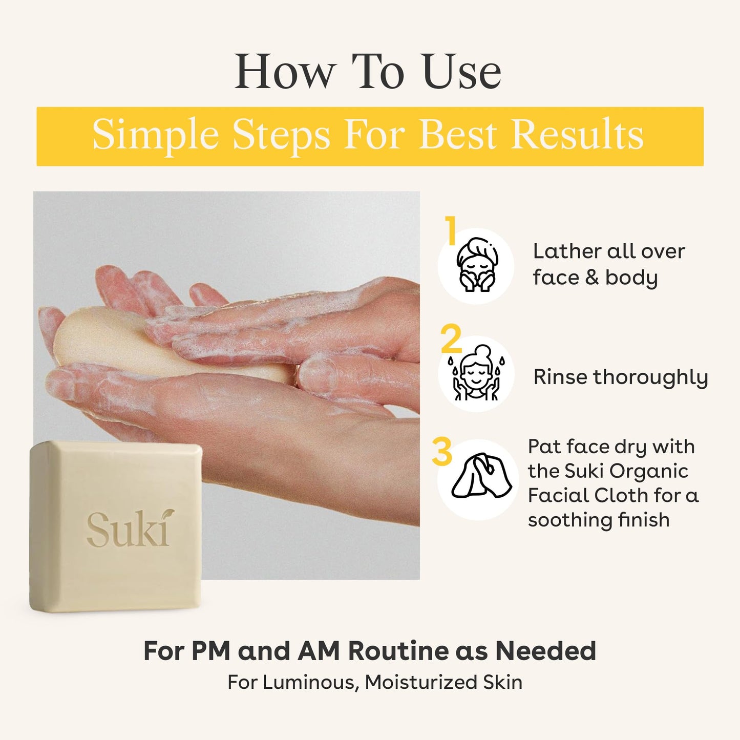 Suki Sensitive Skin Bar Soap for Women, Men, Teens Dry or Acne Prone Face & Body - Hypoallergenic Soap for Sensitive Skin, Cleansing Moisturizing Beauty & Personal Care Suki