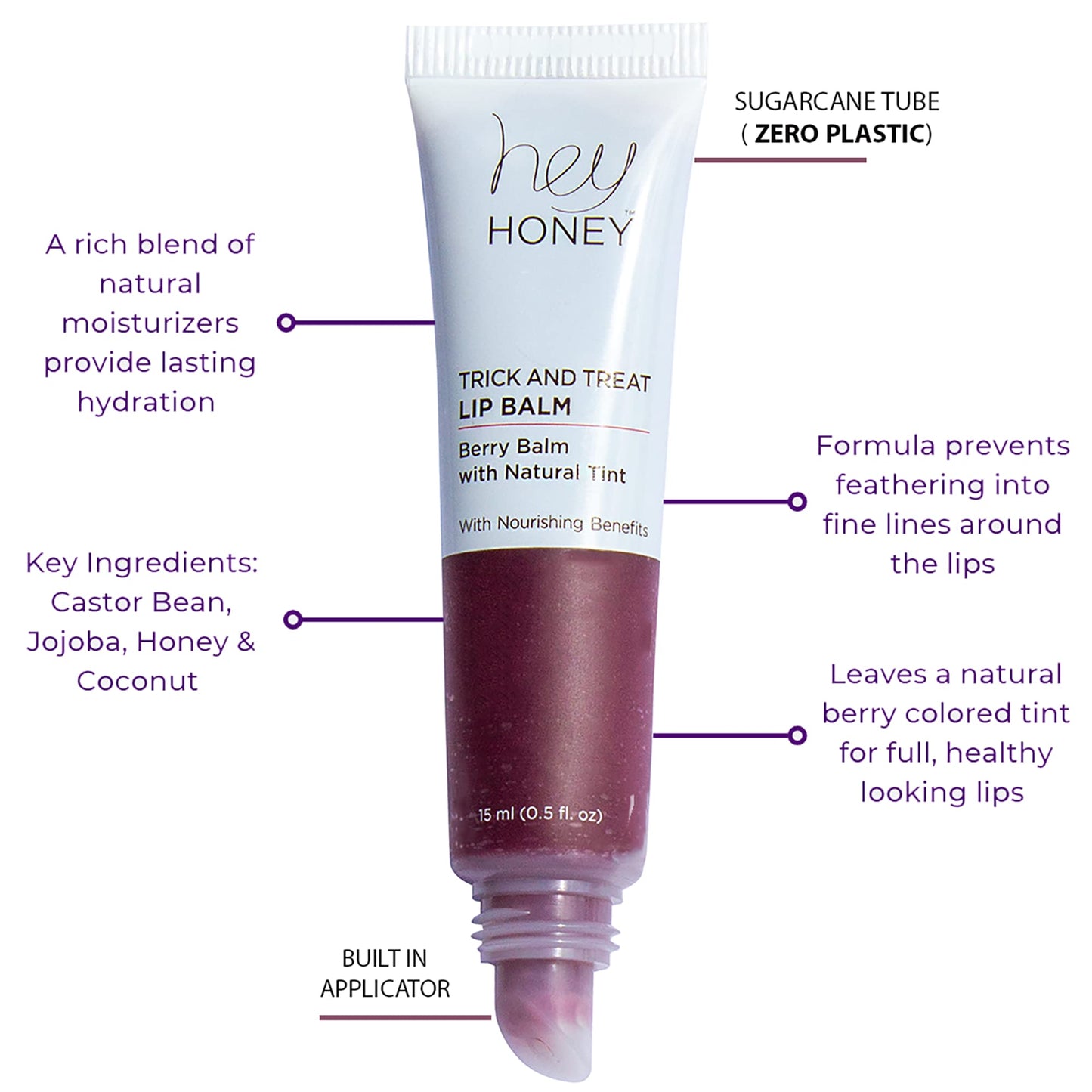 Hey Honey Skincare Trick and Treat Honey Berry Plumping Lip Balm | 2 In 1 Natural Tint with Hydrating & Moisturizing Properties | Targeting Your Lips Beauty & Personal Care Hey Honey