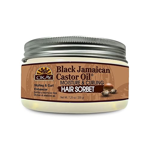 Okay Black Jamaican Castor Oil Moisture & Curling Hair Sorbet, White, 7.25 Oz Beauty & Personal Care OKAY