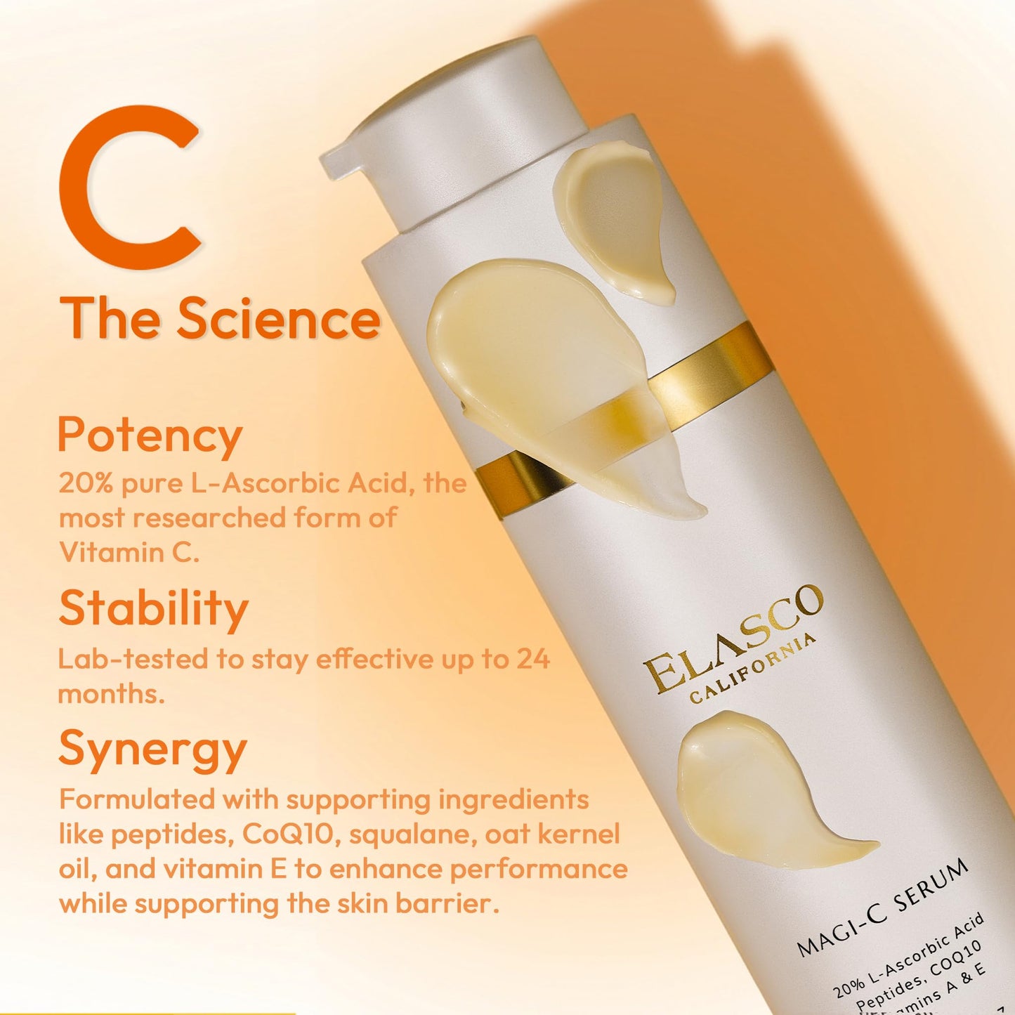 ELASCO SKINCARE 20% L-ASCORBIC ACID Vitamin C Serum - SKIN SERUM for Night time & Glowing Beauty & Personal Care ELASCO