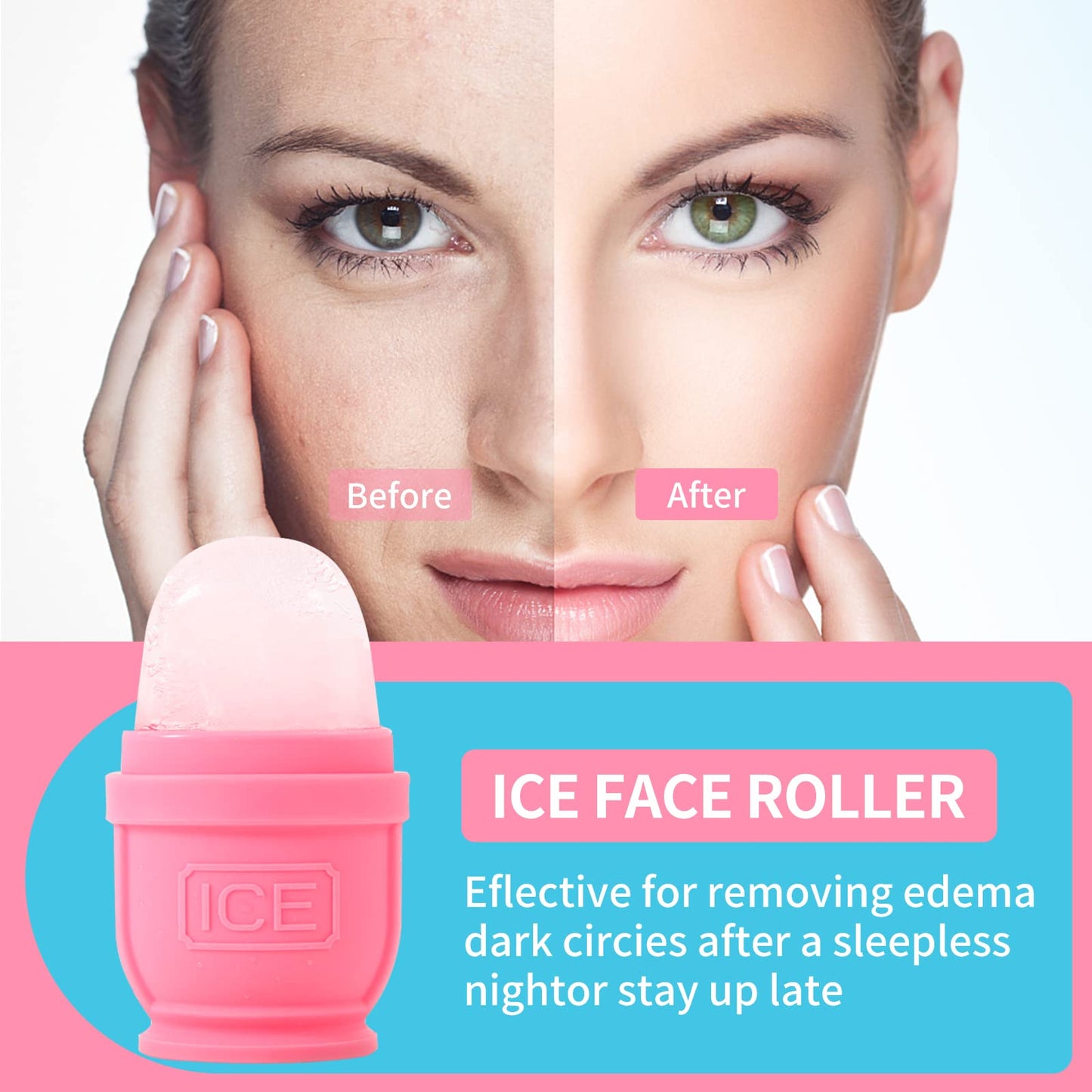 BFASU 2 Packs Face and Body Ice Roller, Silicone Ice Cube for Puffiness, Pain Relief, Cold Therapy Ice Cup Molds Massage Tool Beauty & Personal Care BFASU