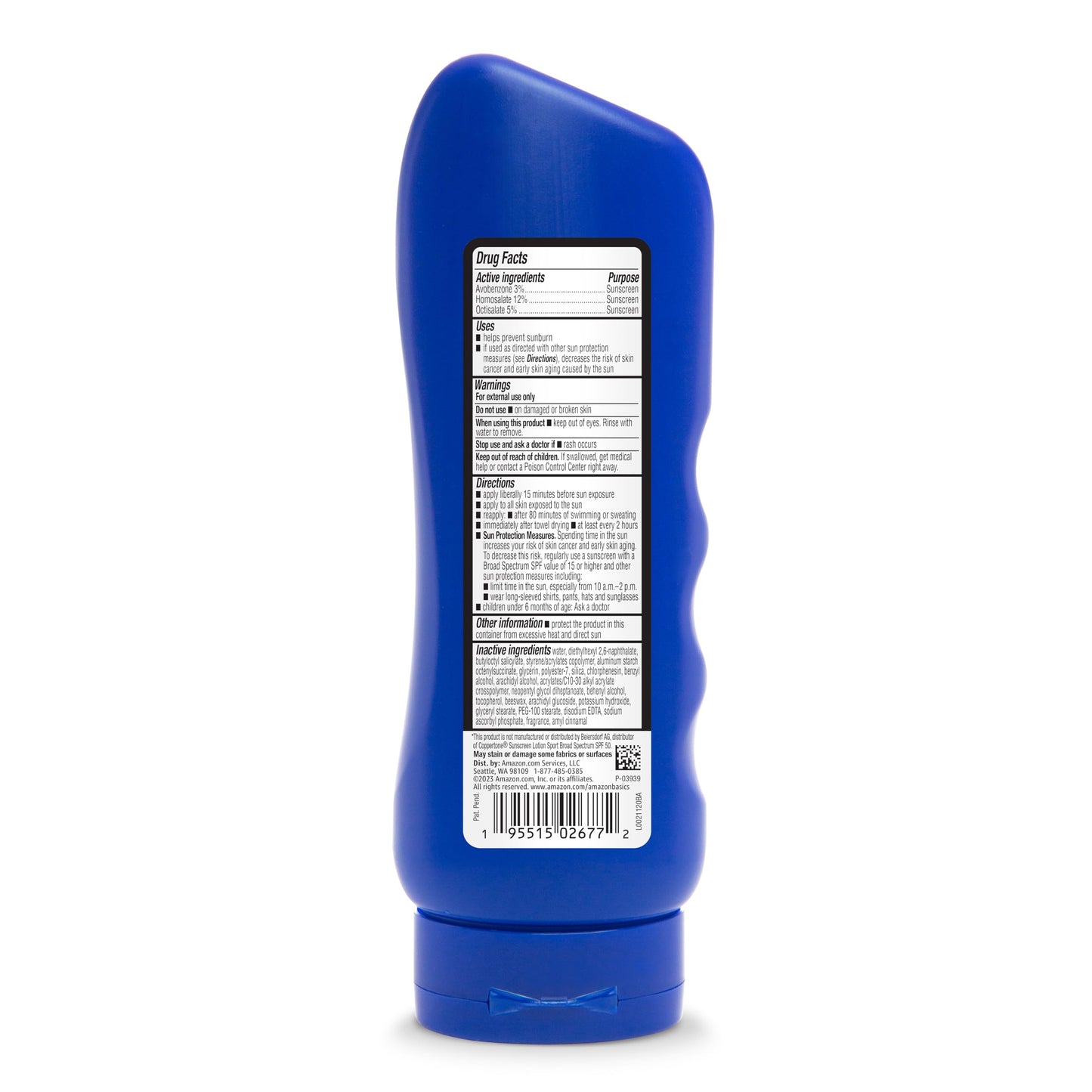 Amazon Basics Sport Sunscreen Lotion SPF 50, Water Resistant (80min), Formulated without Octinoxate & Oxybenzone, Broad Spectrum UVA/UVB Protection, 8 Beauty & Personal Care Amazon Brand - Solimo
