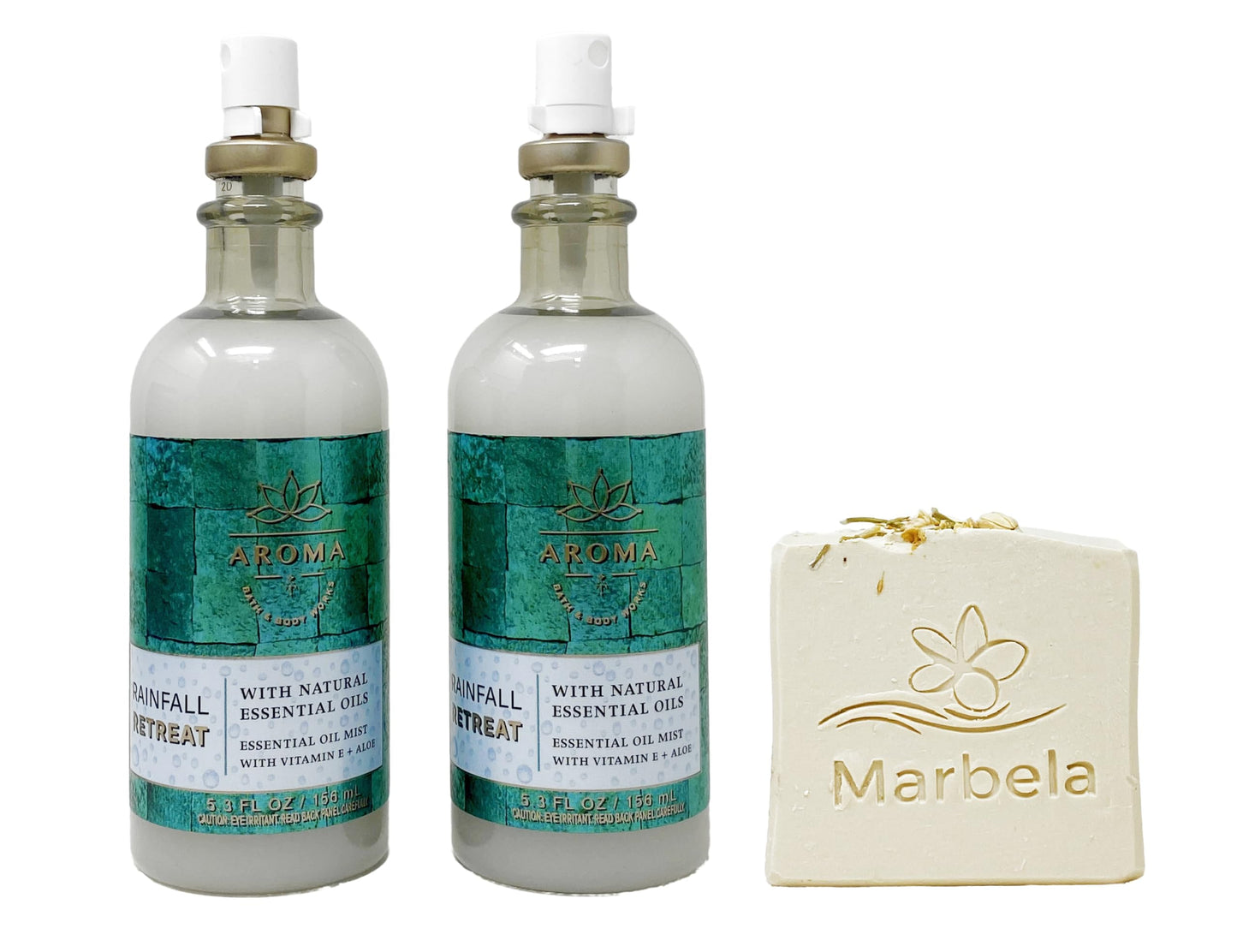 Bath & Body Works Aroma Rainfall Retreat Cucumber Cedarwood -2 Pack of Essential Oil Mist with a Wild Jasmine Bar Soap. Beauty & Personal Care Bath & Body Works