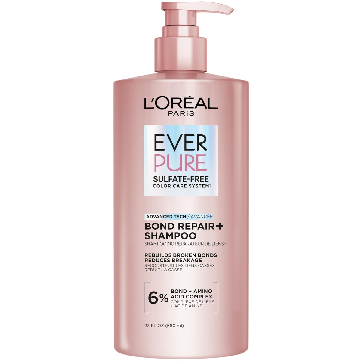 L'Oreal Paris Sulfate Free Bond Repair+ Shampoo, Hair Shampoo with Amino Acid Complex, Strengthens and Repairs Damaged or Color Treated Hair