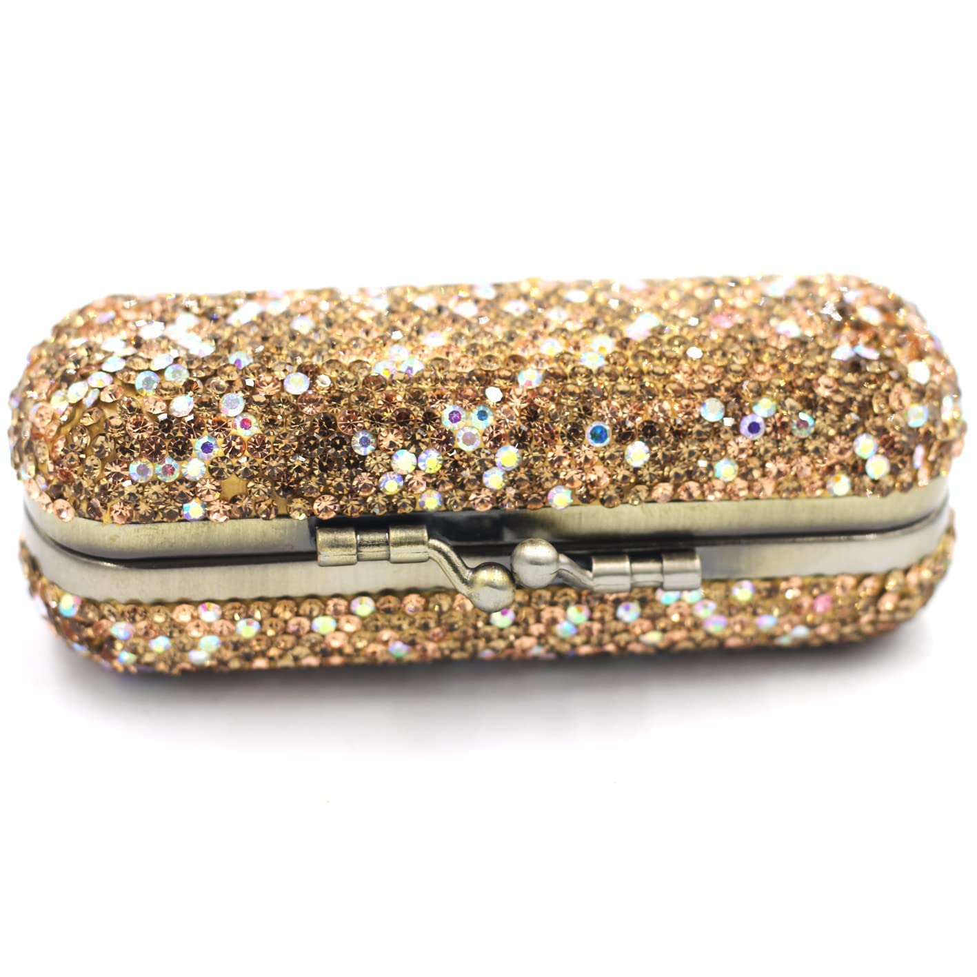 Bestbling Bling Rhinestone Crystal Lipstick Case Holder Organizer bag Cosmetic Storage for Women's Lipstick Jewelry Kit (Gold) Beauty & Personal Care Bestbling