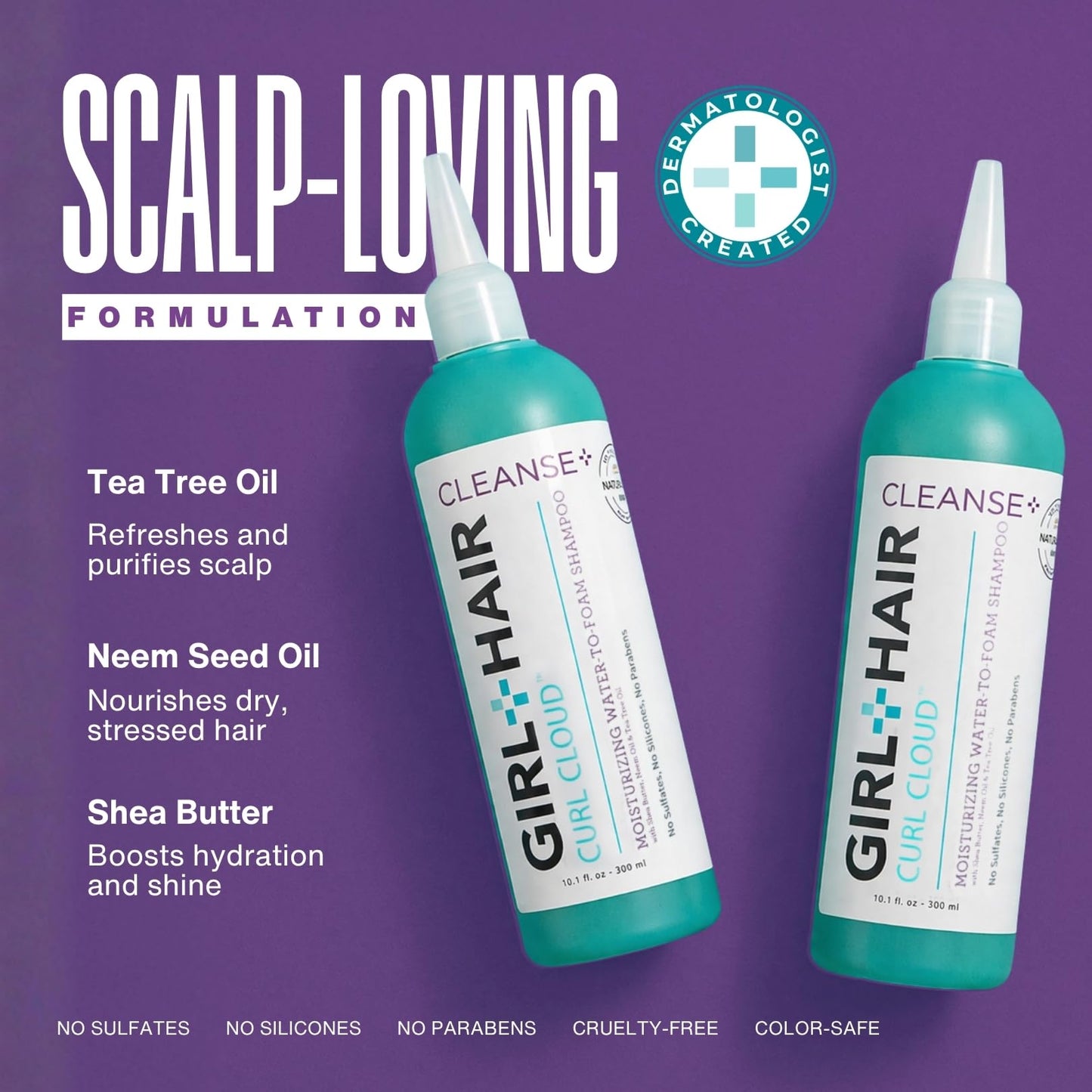 GIRL+HAIR Shampoo and Conditioner Set (2x 10.1 fl.oz./300 ml) - Moisturize and Hydrate Dry Hair and Scalp, Boost Shine, Reduce Itch and Frizz - No Beauty & Personal Care GIRL+HAIR