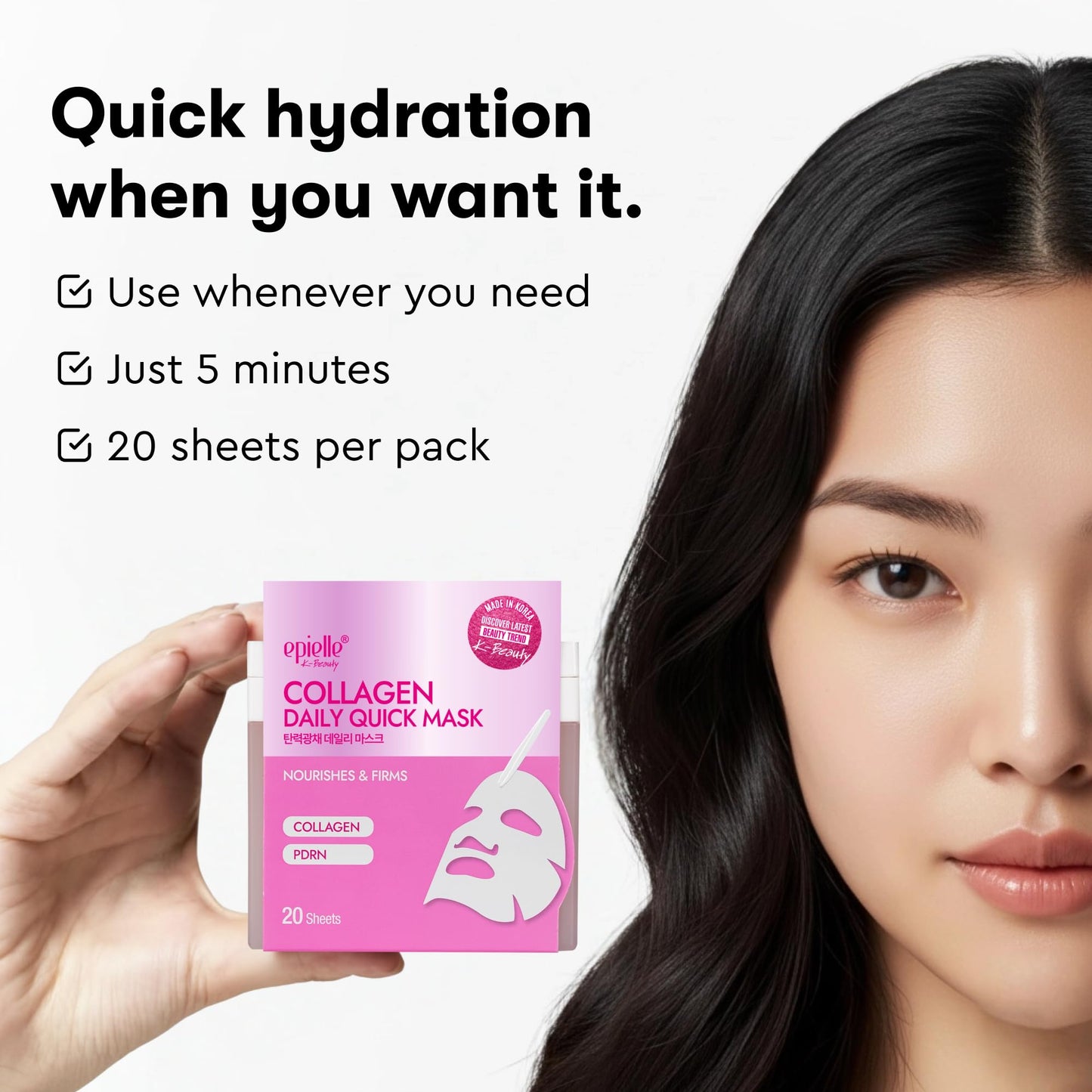 Epielle Collagen Korean Face Masks 20 Pack - Anti Aging Sheet Masks with Hyaluronic Acid for Hydrating & Plumping Skin, Stocking Stuffers for Women Beauty & Personal Care Epielle
