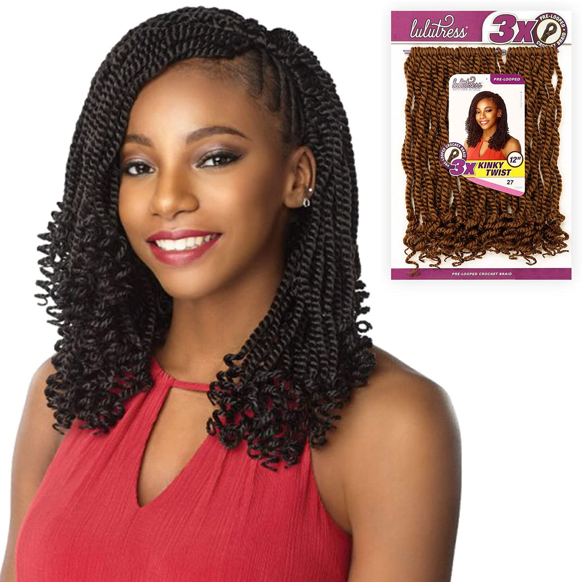 Sensationnel Lulutress Crochet Braiding Hair-3X Kinky Twist 12in,SM1B/30