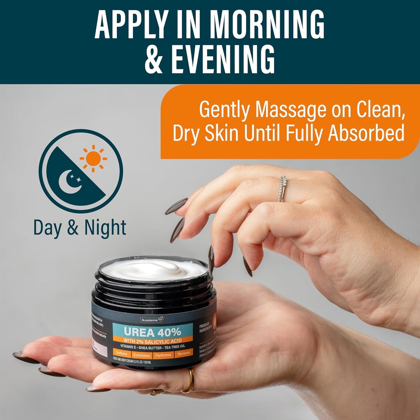 NUVADERMIS Urea Cream 40 Percent for Feet Maximum Strength - 40% Urea Foot Cream for Dry Cracked Heels and Feet - 2% Salicylic Acid, Shea Butter, Tea Beauty & Personal Care NUVADERMIS