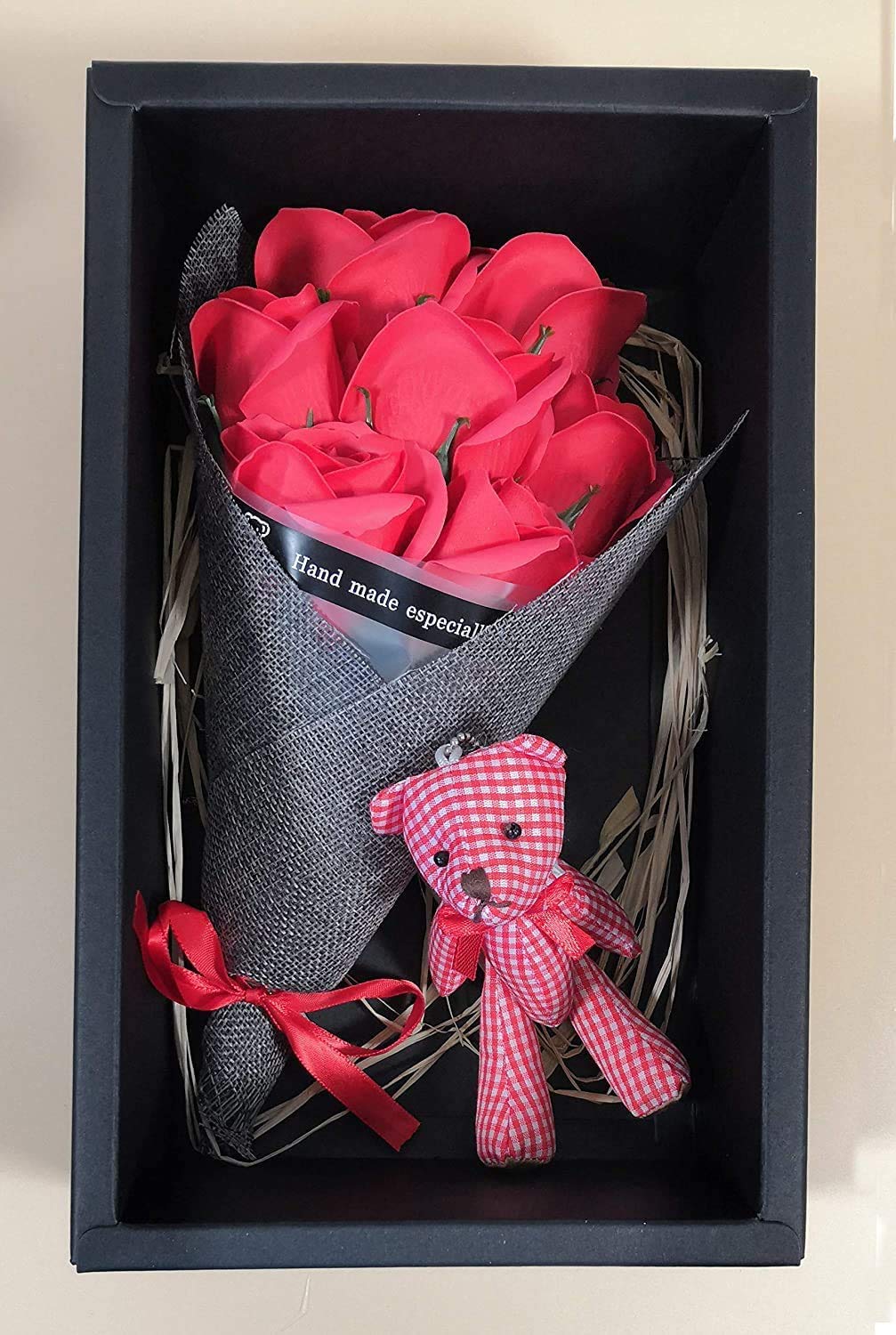 Abbie Home Rose Bouquet 7 Scented Soap Flower Gift Box with Cute Teddy Bear for Her Girlfriend Teen Girls Anniversary, Birthdays, Valentine's Day Beauty & Personal Care Abbie Home