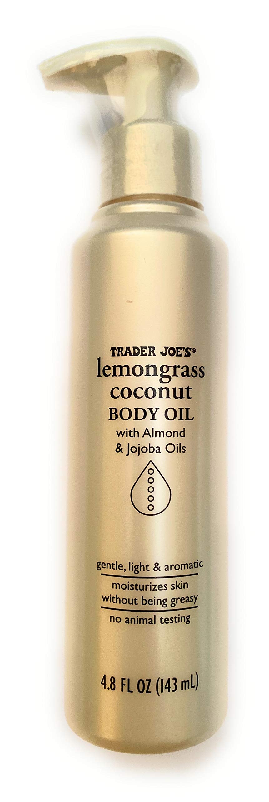 Trader Joes Lemongrass Coconut Body Oil with Almond and Jojoba Oils 4.8 FL OZ (143 ml) Beauty & Personal Care Trader Joe's