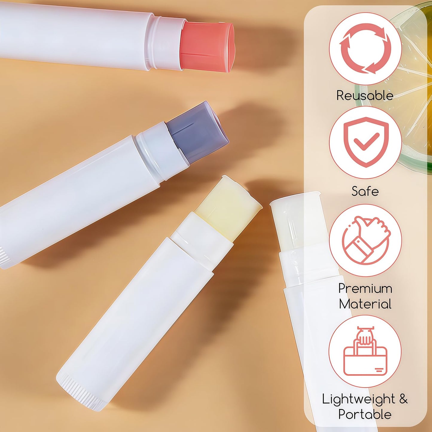 50 Pcs 5ml Empty Lip Balm Tubes, White Round Refillable Lip Balm Containers, Portable DIY Lipstick Cosmetic Tubes Reusable Empty Storage Tubes Beauty and Personal Care vipolish
