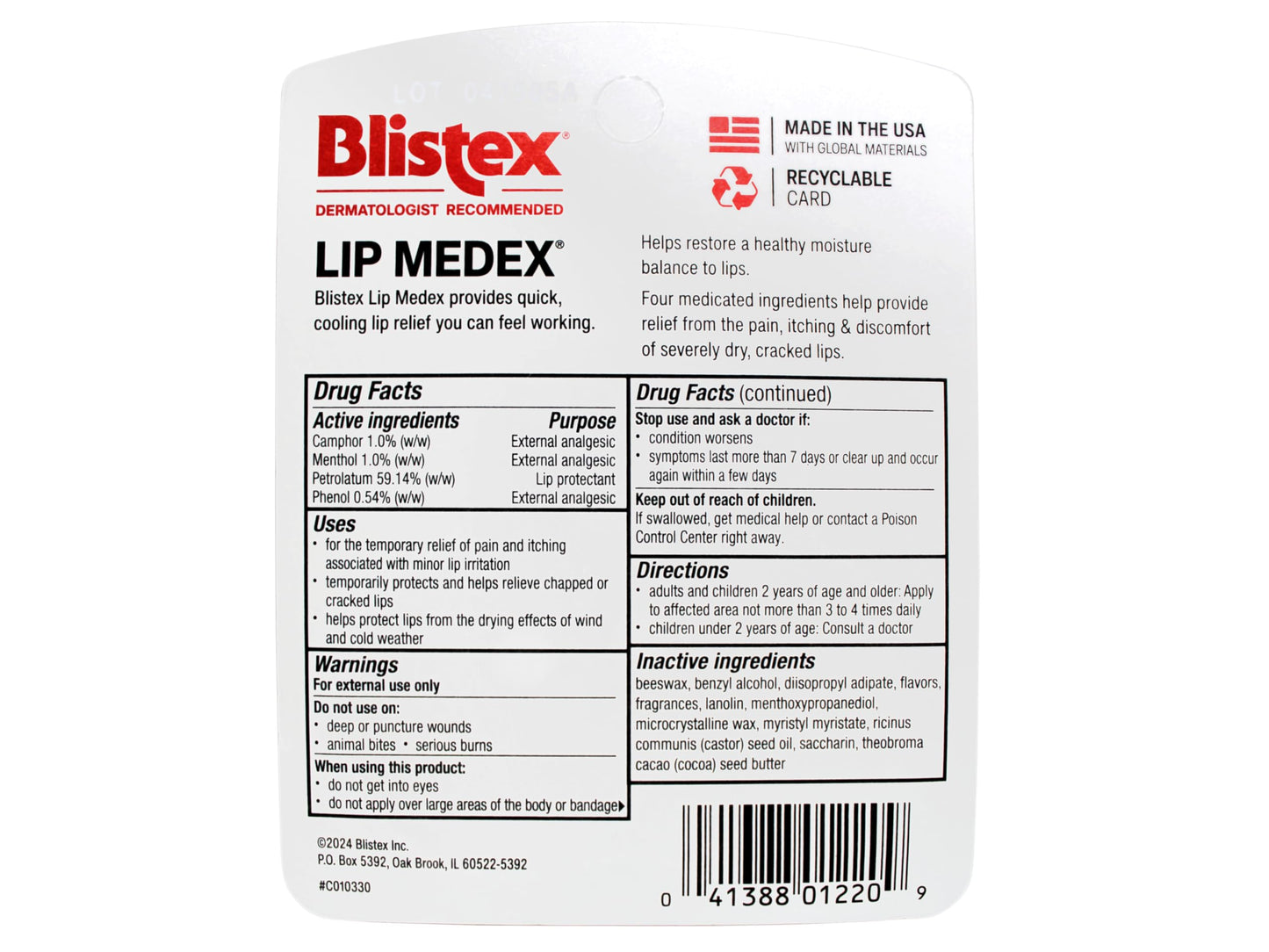Blistex Lip Medex.25 oz Pack of 24 Beauty and Personal Care Blistex