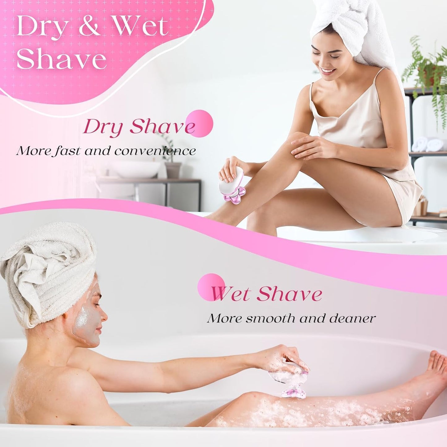 Electric Razors for Women Legs, Rechargeable Rotary Painless Shaver for Legs Bikini Facial Hair Removal, Body Wet/Dry Razor Water Resistant Grooming Beauty and Personal Care Orvina
