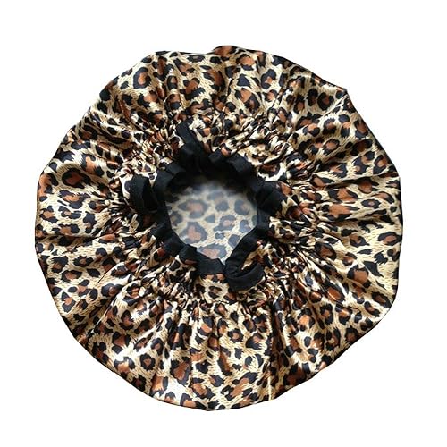EleCharm Designer Reusable Shower Cap, Leopard Stylish Bath Cap Double Layers Waterproof Bathing Shower Hat Beauty & Personal Care EleCharm