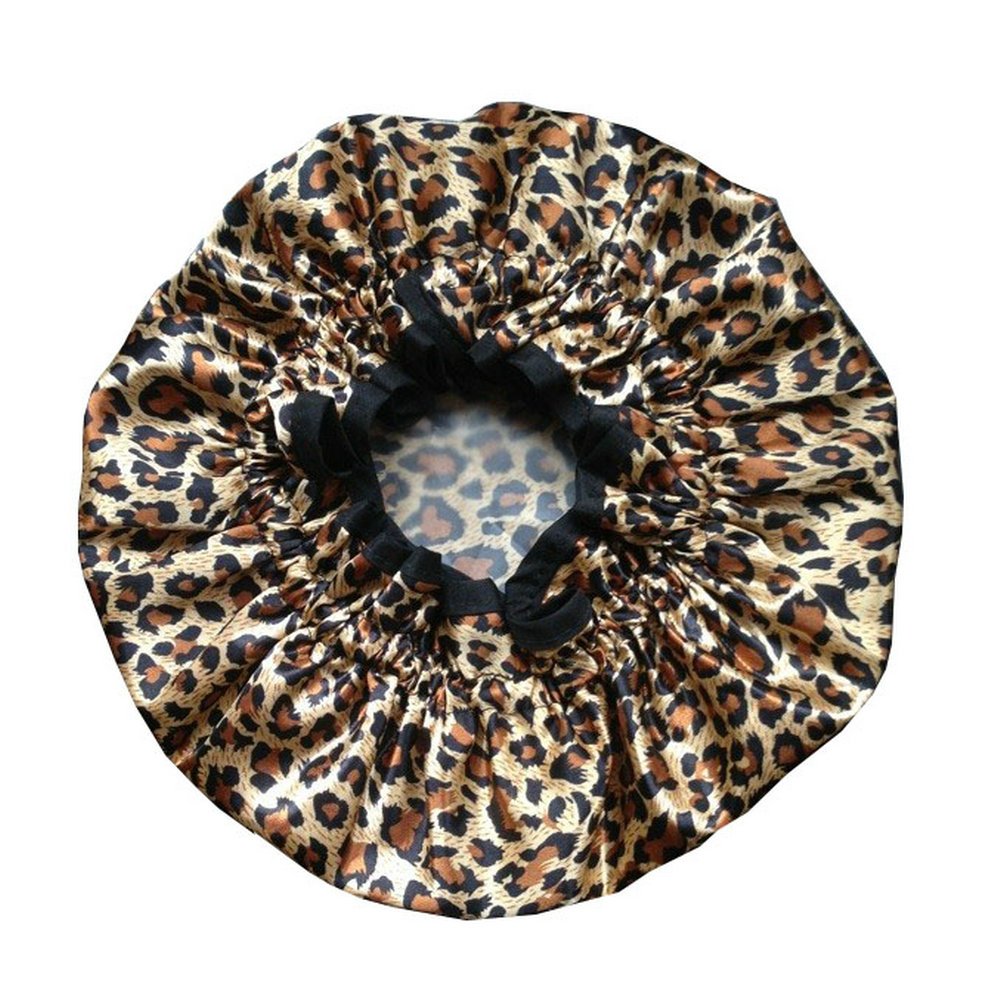 EleCharm Designer Reusable Shower Cap, Leopard Stylish Bath Cap Double Layers Waterproof Bathing Shower Hat Beauty & Personal Care EleCharm