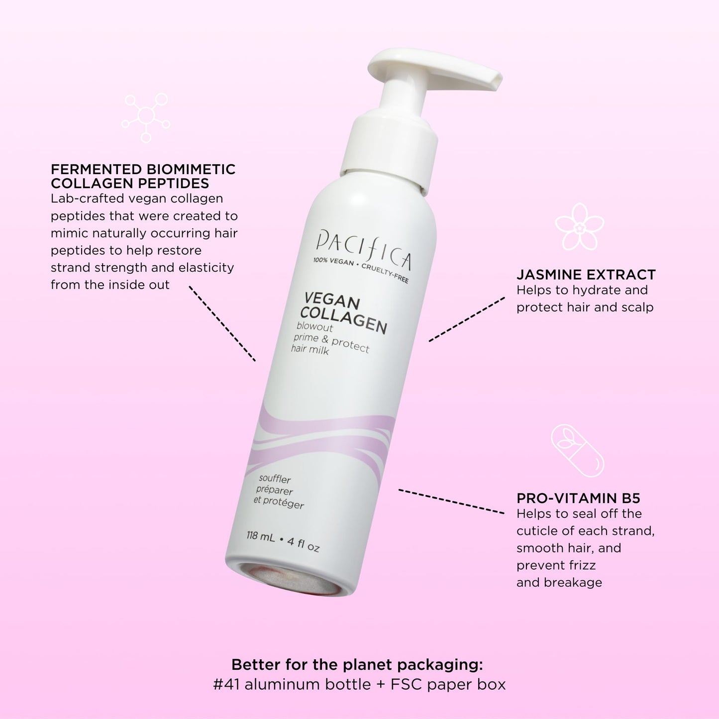 Pacifica Heat Protection Spray for Hair - Vegan Collagen Blowout Prime & Thermal Protection Hair Milk - Blow Dry Spray - for Curly, Wavy & Straight Beauty & Personal Care Pacifica