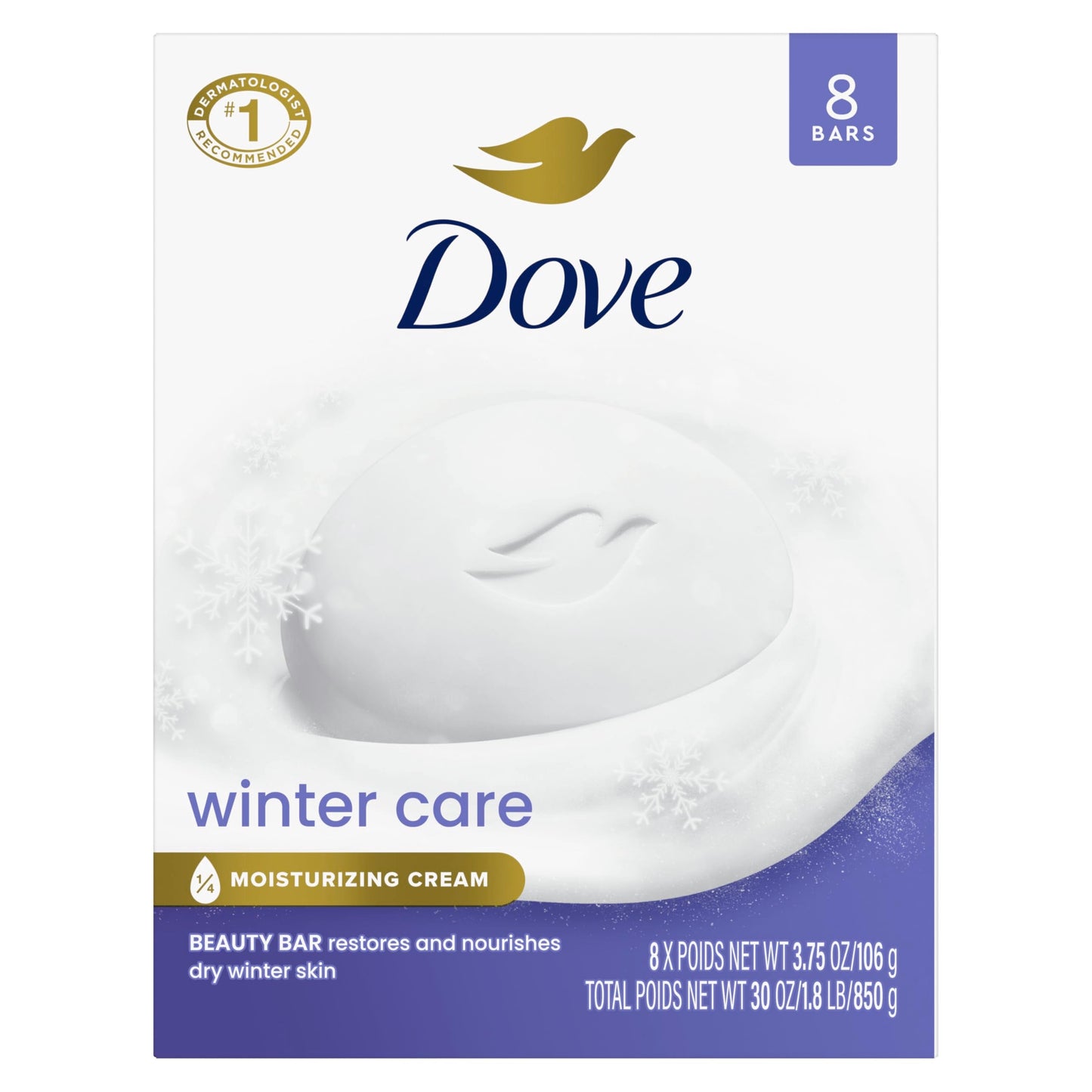 Dove Beauty Bar Soap Winter Care, 8 Bars for Nourished Winter Skin, With Natural Oil 3.75 oz Beauty & Personal Care Dove