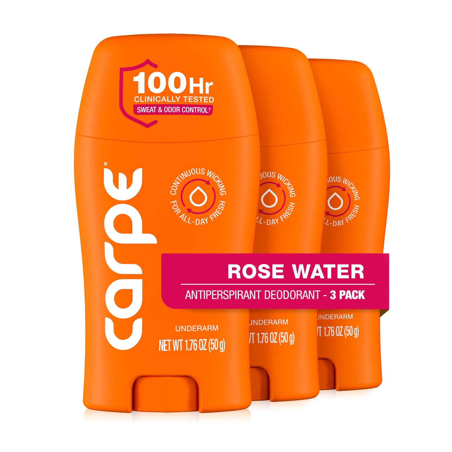 Carpe Underarm Antiperspirant for Women - 100 Hour Sweat & Odor Control - Women's Sweat Control Antiperspirant Deodorant - Extra Strength - Rose Water Beauty and Personal Care Carpe
