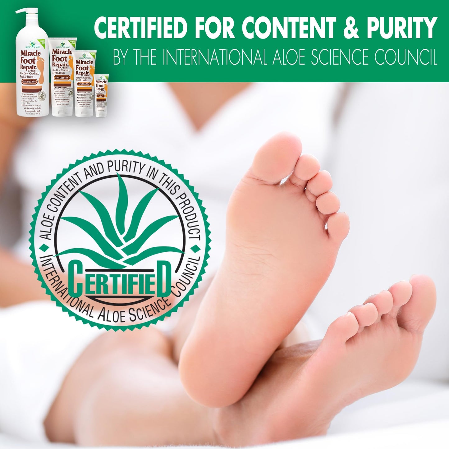 Miracle Foot Repair Cream, 4 oz Repairs Dry Cracked Heels and Feet, Diabetic-Safe, 60% Pure Ultra Aloe Moisturizes, Softens, and Repairs, Relief from Beauty & Personal Care Miracle of Aloe