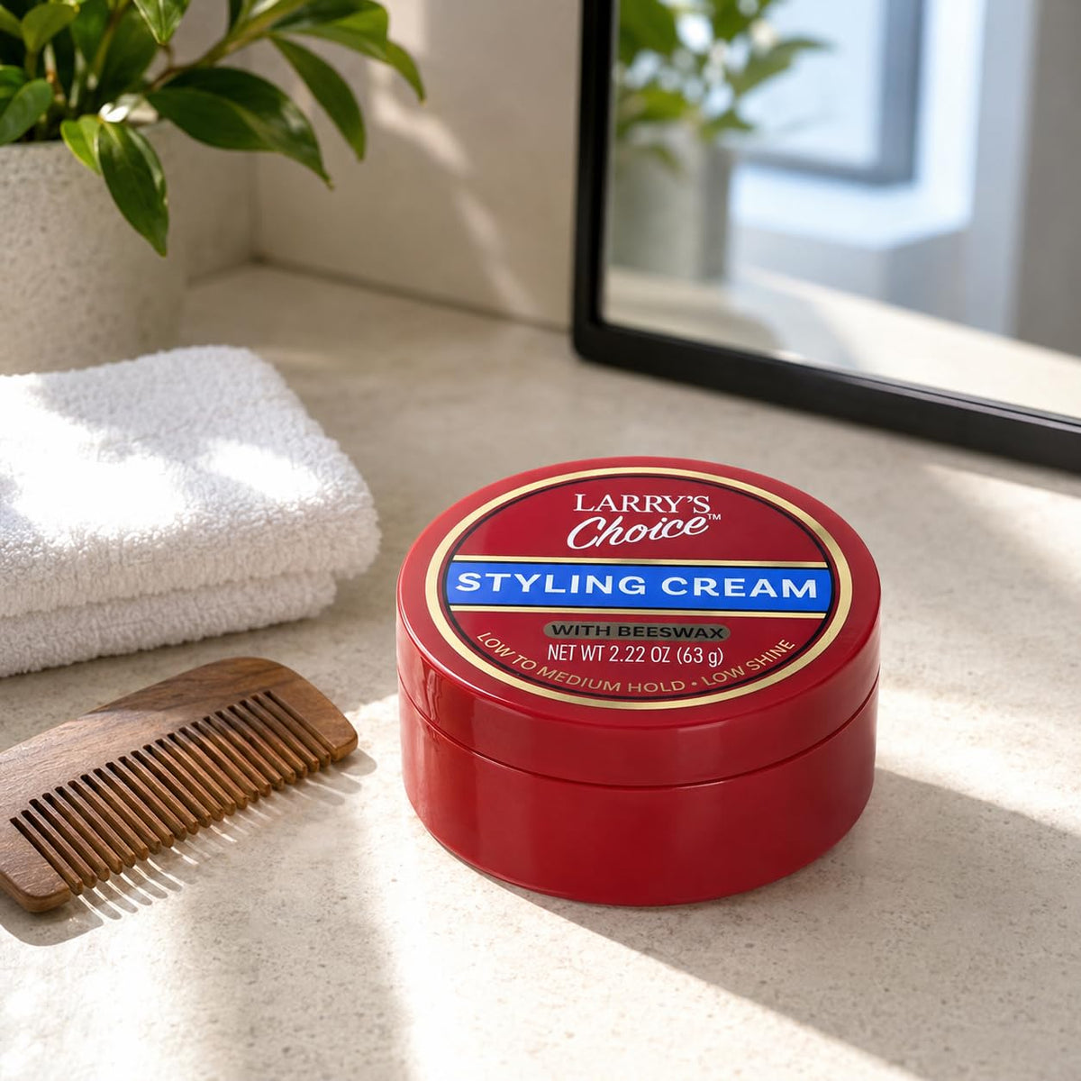 Larry's Choice Styling Cream with Beeswax, Low to Medium Hold, Low Shine, 2.22 oz
