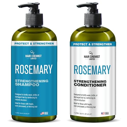 Hair Chemist Protect & Strengthen Rosemary Shampoo & Conditioner Set, 2?PC 33.8 oz Each - Strengthening, Breakage?Reducing Formula for Weak, Brittle Beauty & Personal Care Hair Chemist
