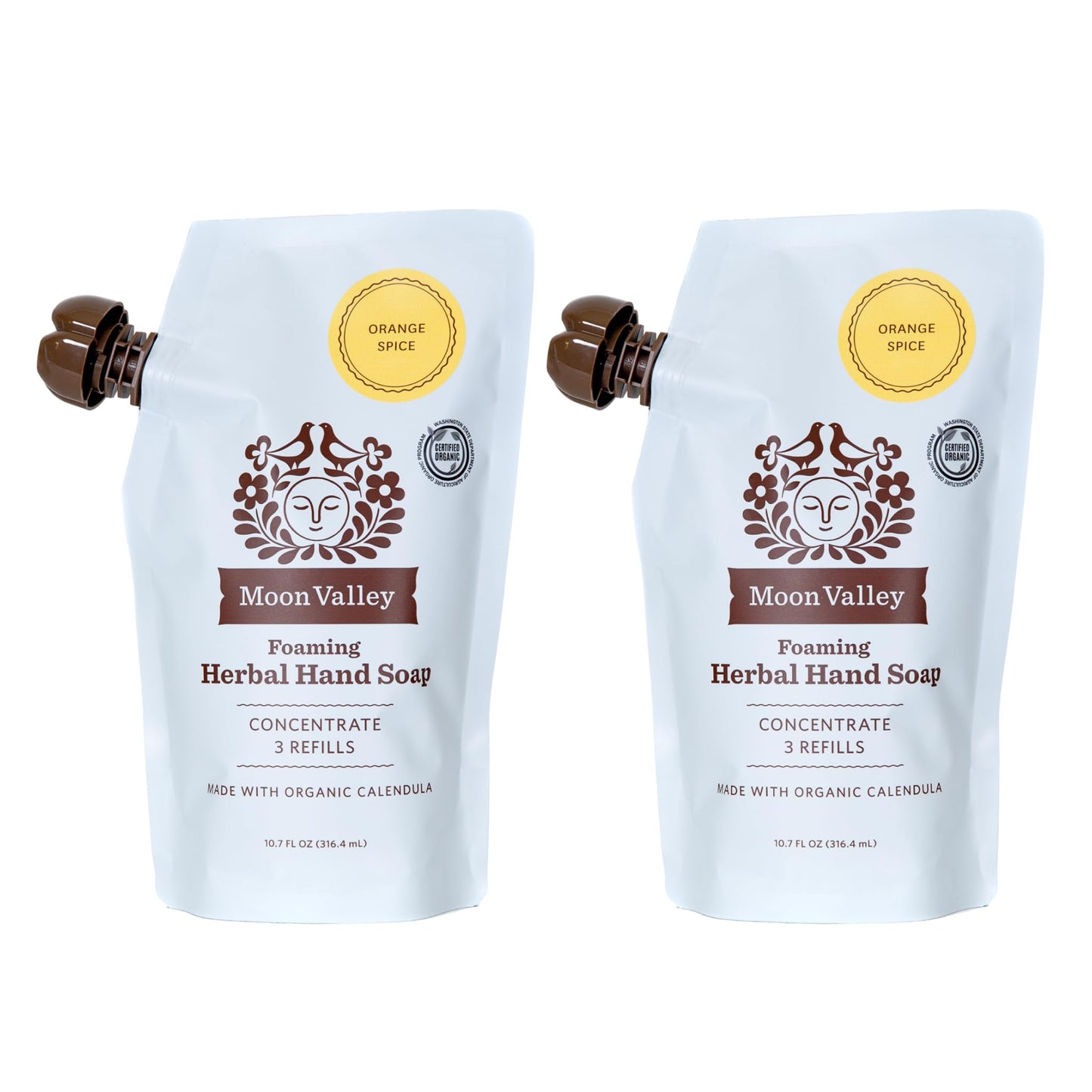 Moon Valley Foaming Hand Soap Refill Pouch, Two-Pack Orange Spice Soap, Vegan and Non-GMO, Environmentally Friendly Option Beauty & Personal Care Moon Valley Organics