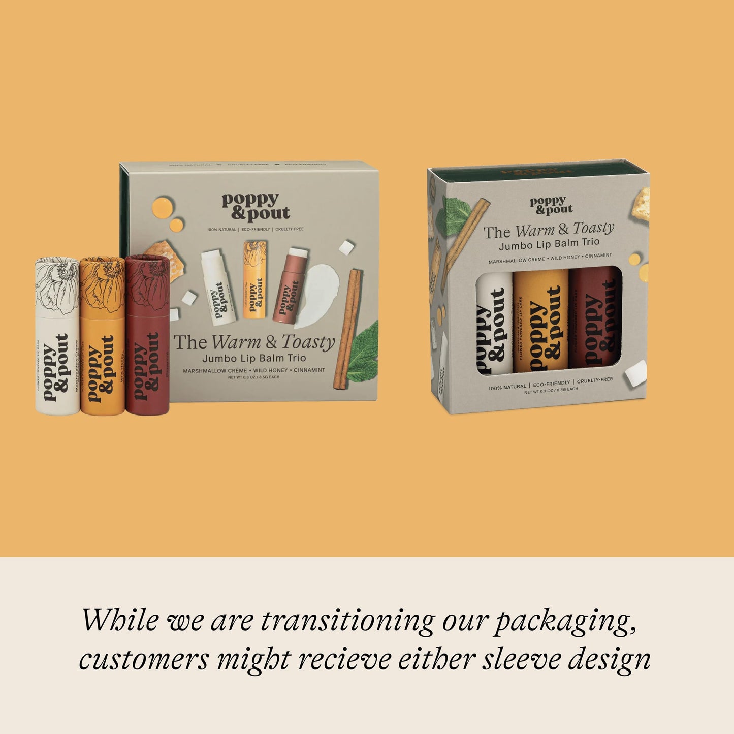 Jumbo Lip Balm Gift Set (3-Pack, Warm Flavors) - Poppy & Pout All Natural Lip Balms & Moisturizers - Hydrates with Beeswax, Vitamin E, Organic Coconut Beauty and Personal Care Poppy & Pout