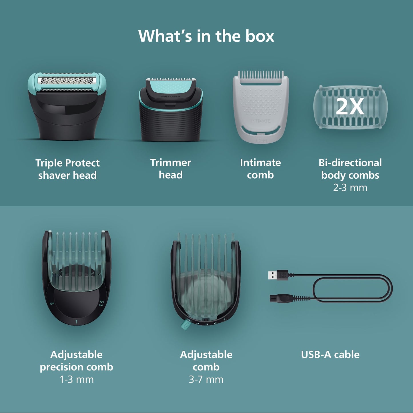 Philips Norelco Body Groomer 5000 Series, Intimate Hair Trimmer & Shaver for Men with Dual 100% Showerproof Full Body Shave & Trim Heads and Two Beauty and Personal Care Norelco