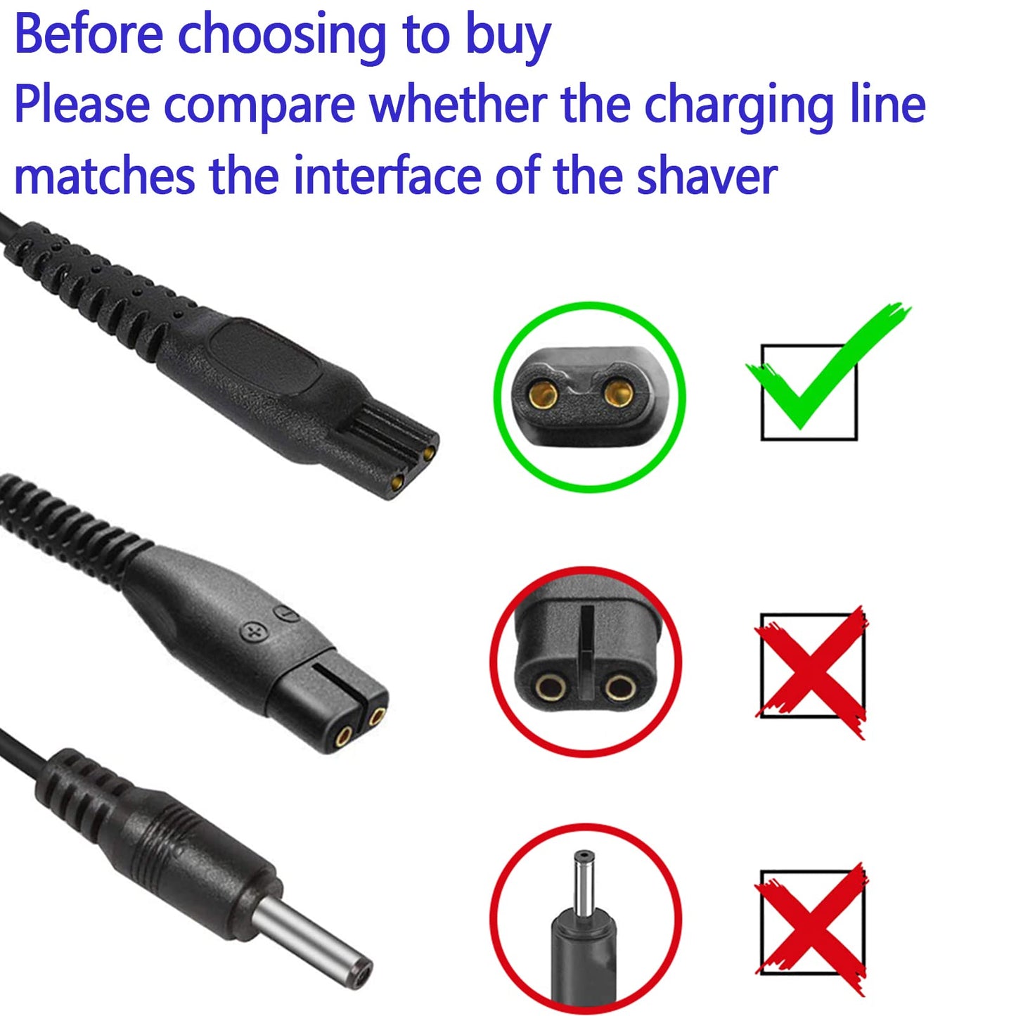Shaver Power Cord for Philips-Norelco HQ8505 Norelco 7000 5000 3000 Series Shaver USB Charger Line 5V Replacement Charger Cord Beauty and Personal Care INVODA