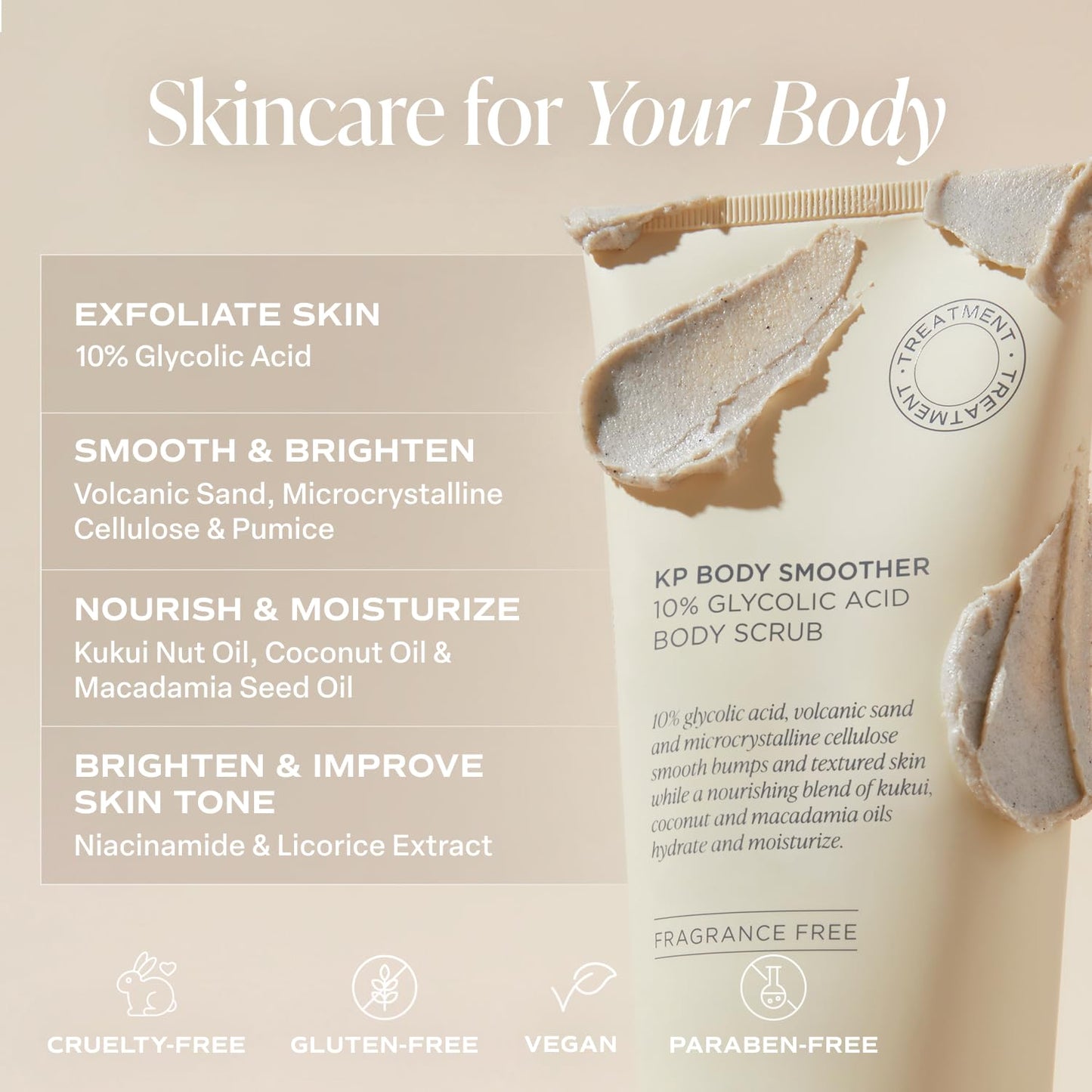 Saltair KP Body Scrub. 10% Glycolic Acid Treatment with Volcanic Sand and Plant Moisturizers. Fragrance-Free Physical Chemical Exfoliator. Exfoliating Beauty and Personal Care Saltair