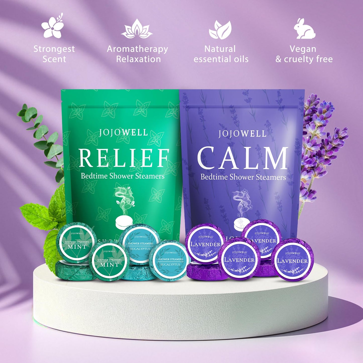 Shower Steamers Aromatherapy -12 Pack Birthday Gifts for Women Men, Shower Bombs with Essential Oils, Eucalyptus for Shower, Nasal Relief, Self Care Beauty and Personal Care JoJowell