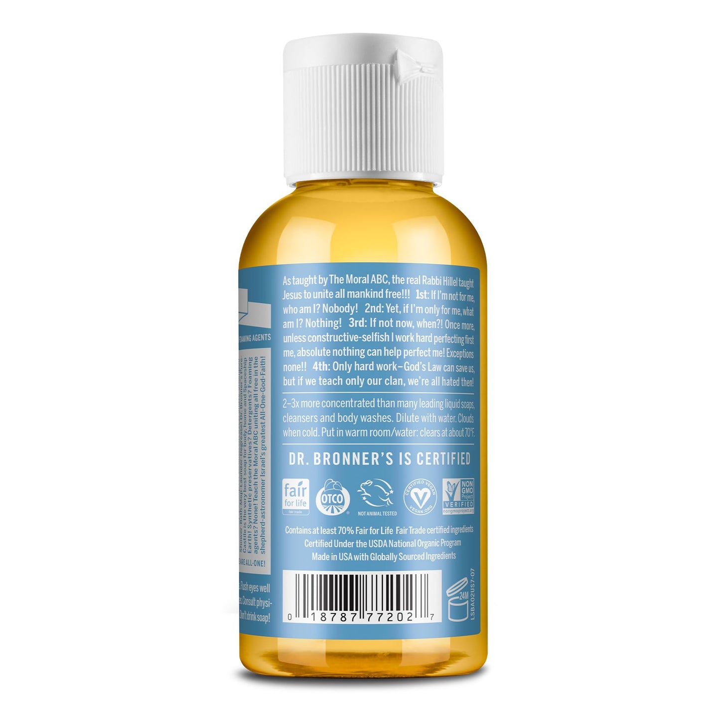 Dr. Bronner's - Pure-Castile Liquid Soap (Baby Unscented, 2 ounce, 2-Pack) - Made with Organic Oils, 18-in-1 Uses: Face, Body, Hair, Laundry, Pets Beauty & Personal Care Dr. Bronner's