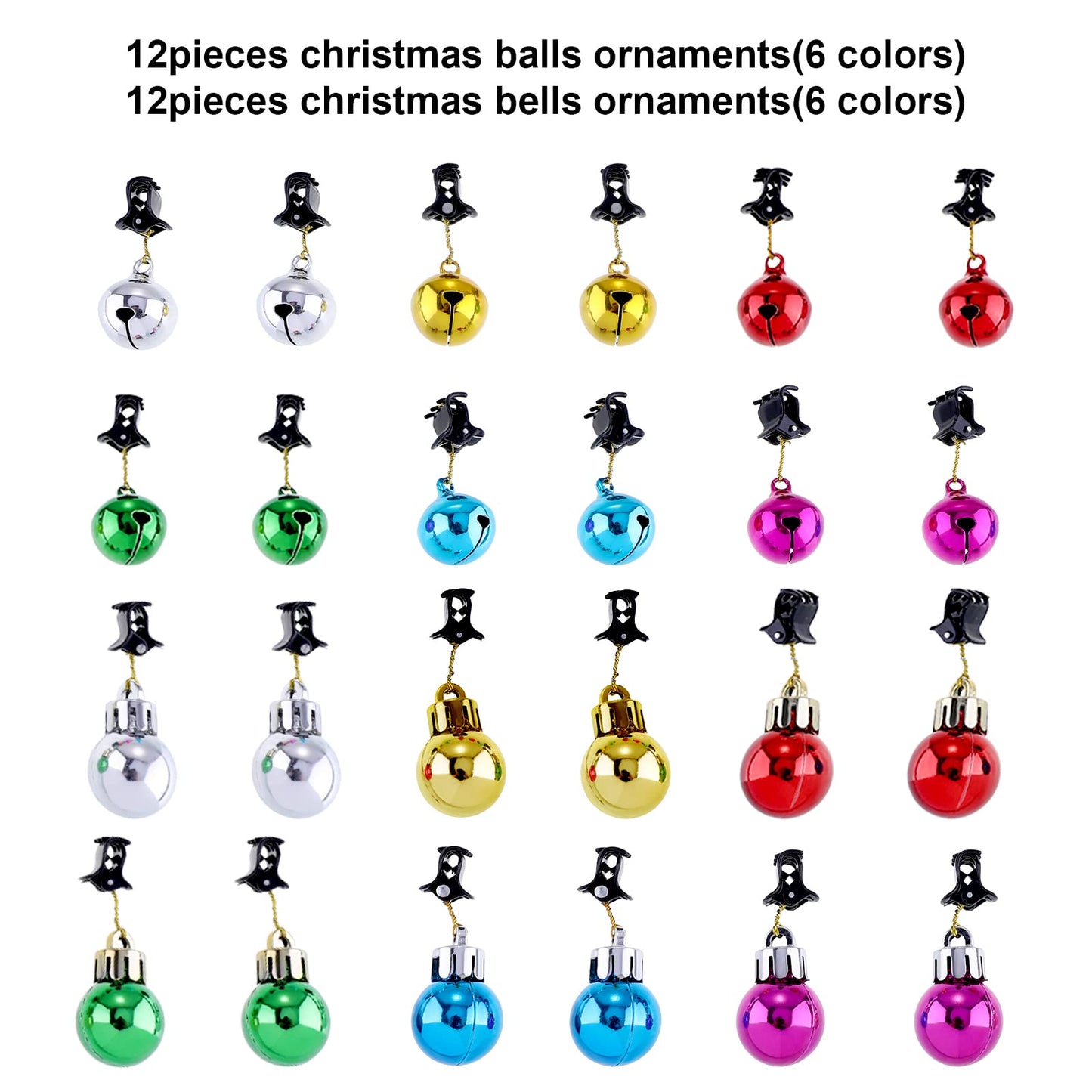 JOVITEC 24 Pcs Christmas Beard Ornaments Set Colorful Christmas Facial Hair Baubles and Beard Bells with Clips for Men Santa Claus Christmas New Year Beauty & Personal Care JOVITEC
