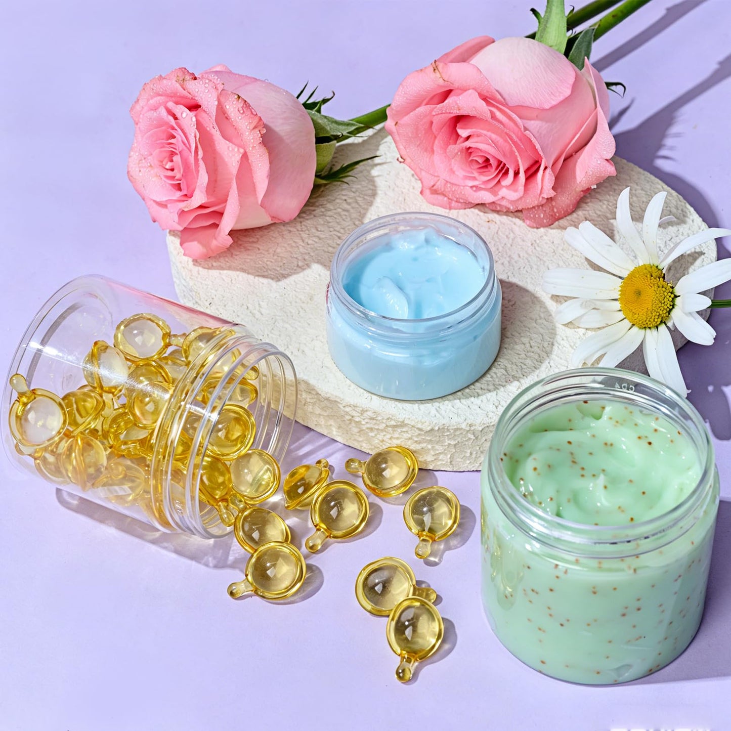 Eternal Moment 36 Pack 6 OZ Plastic Jars Round Clear Cosmetic Container Jars with Purple Lids, Perfect for Lotion, Slime?Cream, Ointments, Makeup, Eye Beauty and Personal Care Eternal Moment