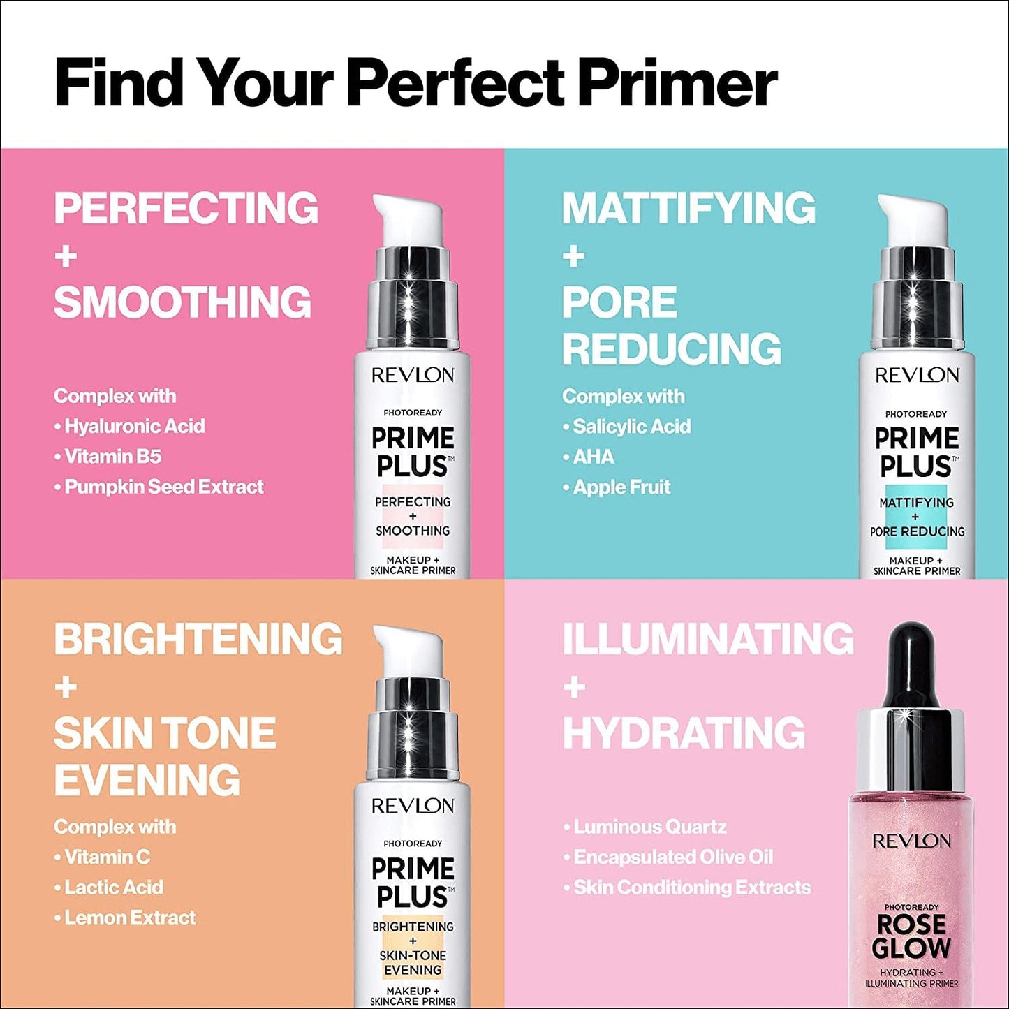 Revlon Face Primer, PhotoReady Prime Plus Face Makeup for All Skin Types, Blurs & Fills in Fine Lines, Infused with Salicylic Acid and AHA, Mattifying Beauty & Personal Care REVLON