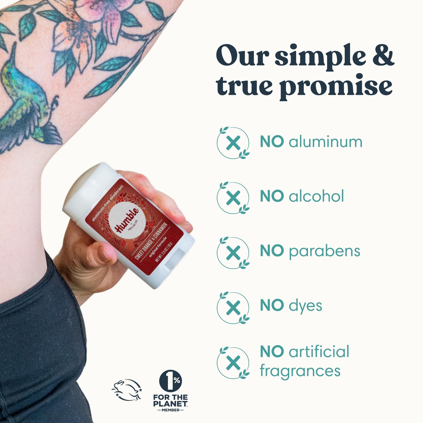 Humble Aluminum-Free Deodorant for Women & Men, Sweet Orange & Cinnamon - Clean & Fresh Natural Deodorant Stick with Essential Oils for Long-Lasting Beauty and Personal Care HUMBLE SIMPLE AND TRUE.