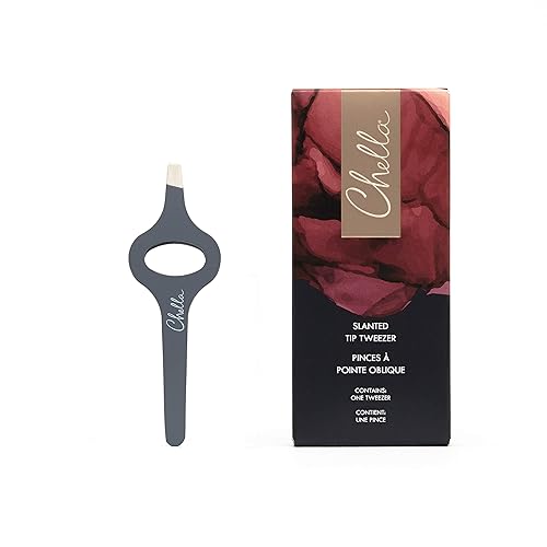 Chella Eyebrow Tweezers, Rubber Coated Stainless Steel Slanted Brow Tweezer Beauty & Personal Care Chella