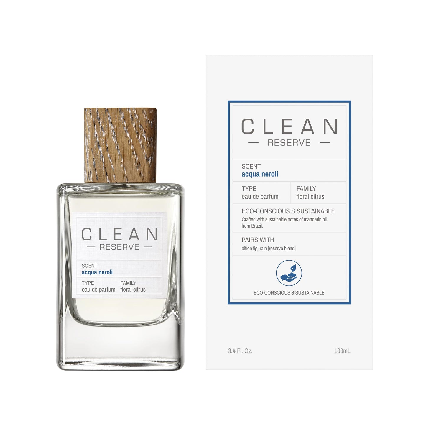 CLEAN RESERVE Acqua Neroli Eau de Parfum | Eco-Conscious & Sustainable Spray Fragrance | Vegan, Phthalate-Free, & Paraben-Free | 3.4 Fl Oz/100mL Beauty & Personal Care CLEAN