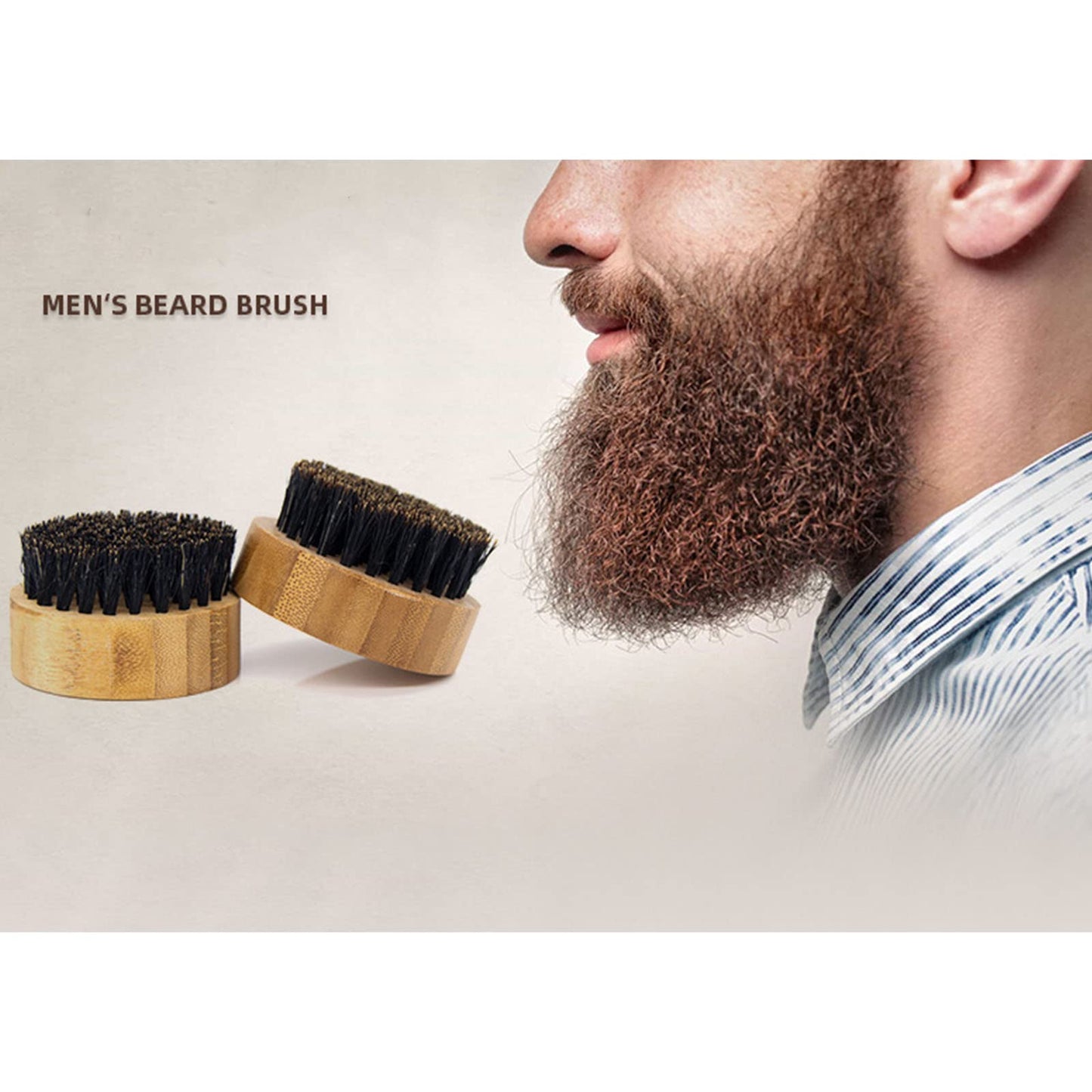 Men Beard Grooming Brush Beard & Mustache Brush Round Wood Handle For Facial Hair Boar Bristle Brush Adds & Softne Beauty and Personal Care Hxyxbnhno