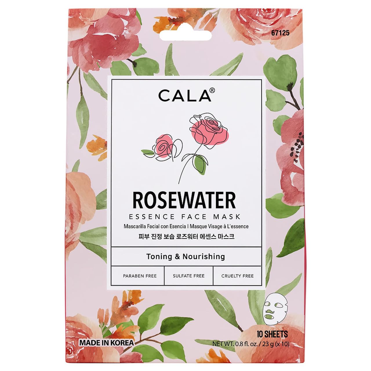 Cala Nourishing Essence Face Masks: Rose Water, 10 count- Hydrating Sheet Masks for Dullness, Dryness & Uneven Texture, K-Beauty Skincare for All Skin Beauty & Personal Care Cala